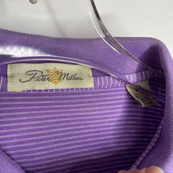 Peter Millar Polo‎ Shirt Men Medium M Purple Preppy Striped Golf Club Duck 1987 - Picture 3 of 7
